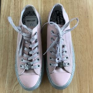 converse x miley cyrus lift pink glitter shoes
